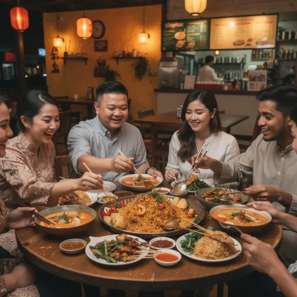 A beautifully arranged platter of Roti Canai with dhal and spicy chili sauce.