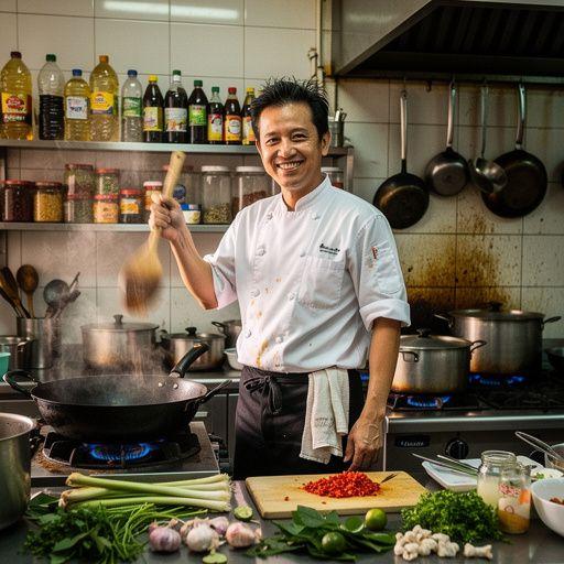 A vibrant plate of Nasi Lemak with coconut rice, fried anchovies, peanuts, and a boiled egg.