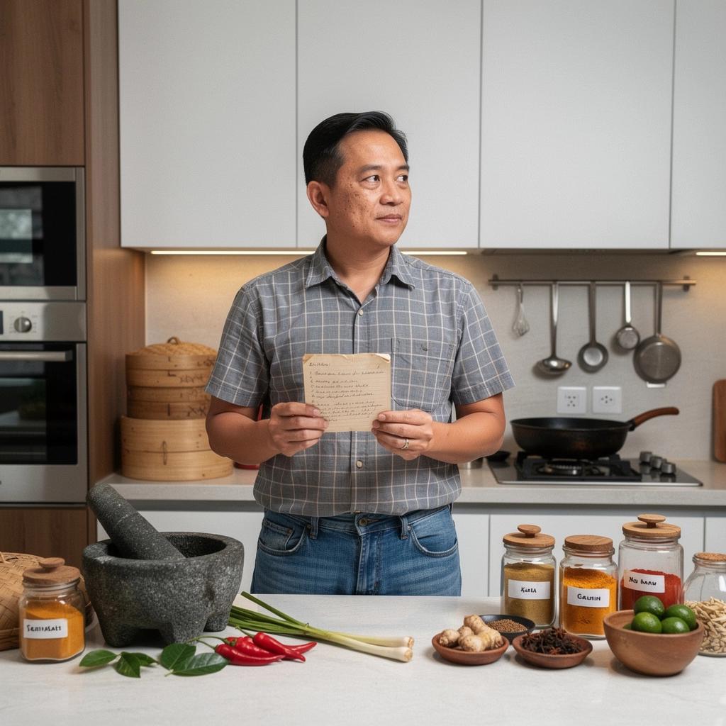 A steaming bowl of Laksa, featuring rice noodles in a fragrant coconut curry broth with shrimp.