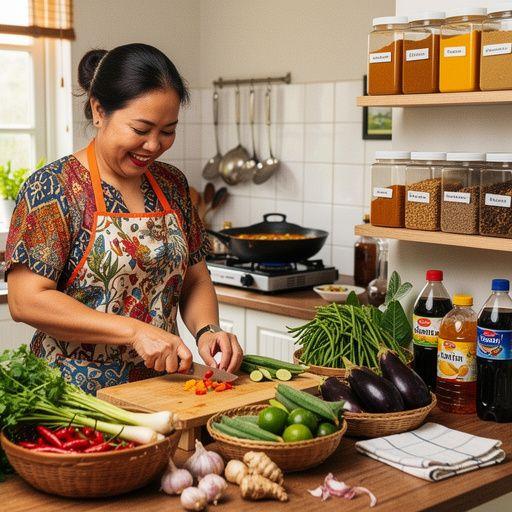 A traditional Malaysian dessert of Kuih Lapis, showcasing colorful layered rice flour cakes.